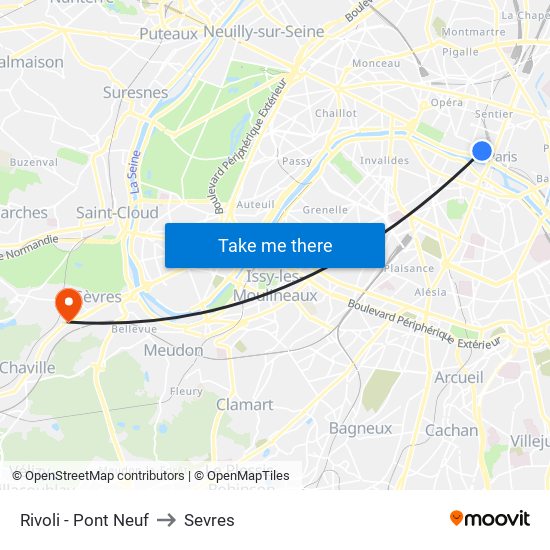 Rivoli - Pont Neuf to Sevres map