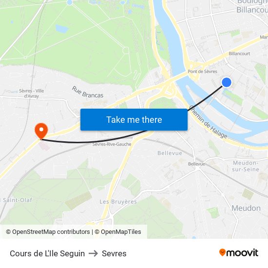 Cours de L'Ile Seguin to Sevres map