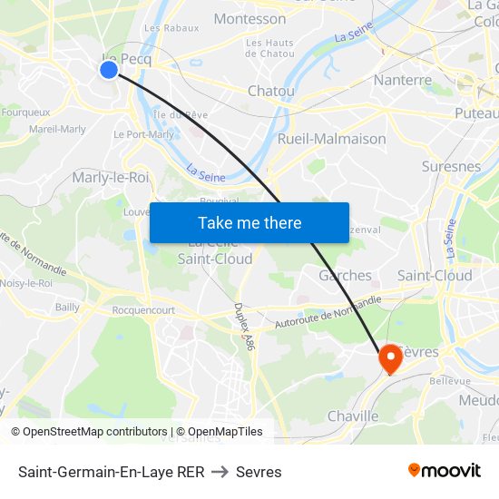 Saint-Germain-En-Laye RER to Sevres map