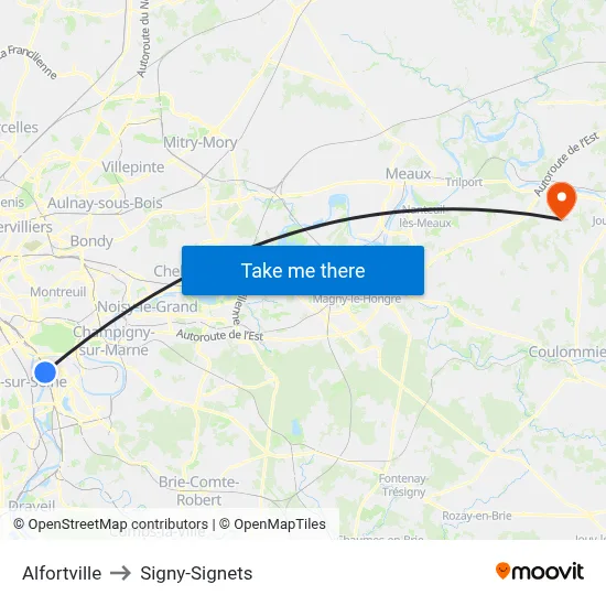 Alfortville to Signy-Signets map