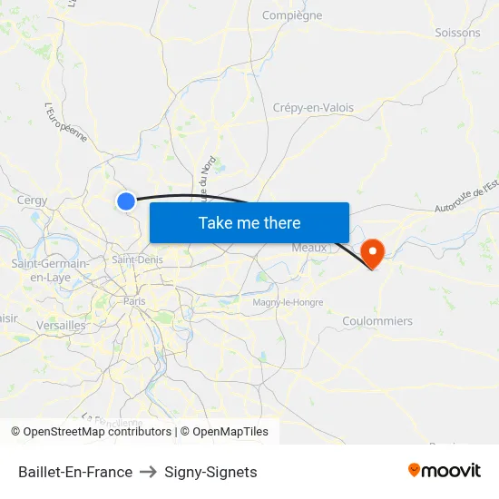 Baillet-En-France to Signy-Signets map