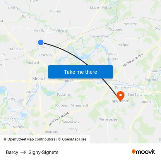 Barcy to Signy-Signets map