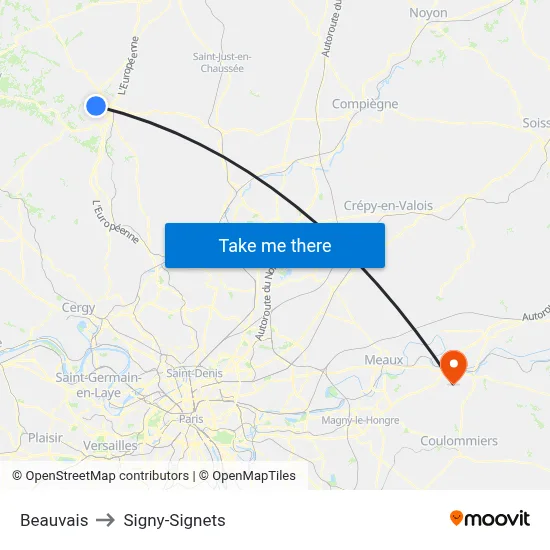 Beauvais to Signy-Signets map