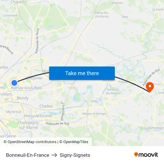 Bonneuil-En-France to Signy-Signets map