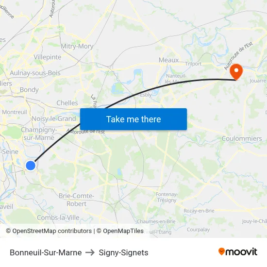 Bonneuil-Sur-Marne to Signy-Signets map