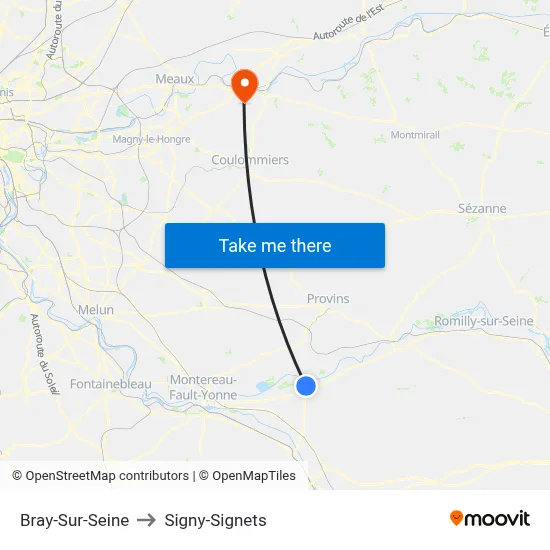 Bray-Sur-Seine to Signy-Signets map