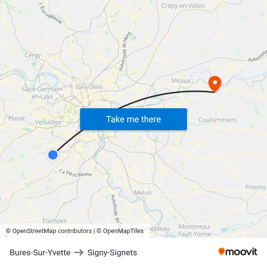 Bures-Sur-Yvette to Signy-Signets map