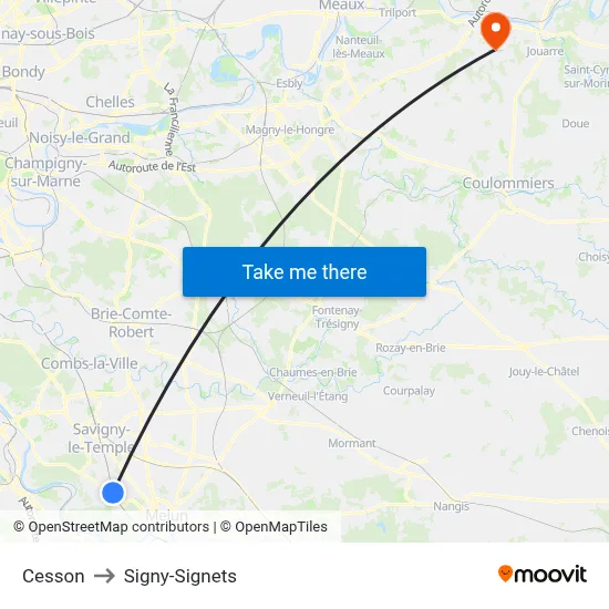Cesson to Signy-Signets map