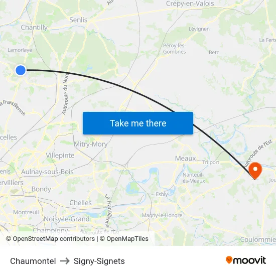 Chaumontel to Signy-Signets map