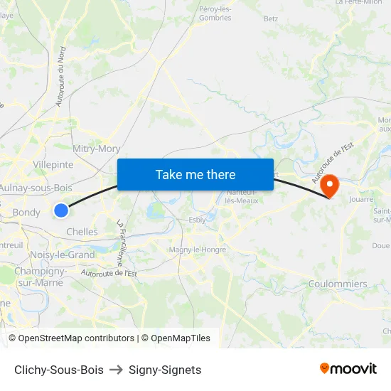 Clichy-Sous-Bois to Signy-Signets map