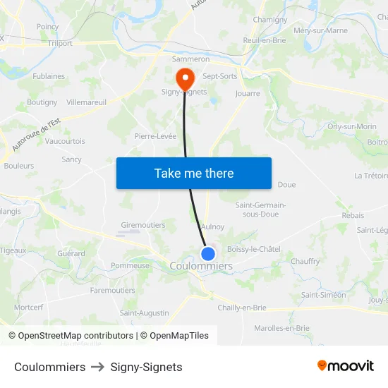 Coulommiers to Signy-Signets map