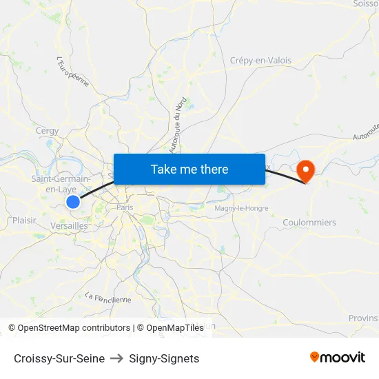 Croissy-Sur-Seine to Signy-Signets map