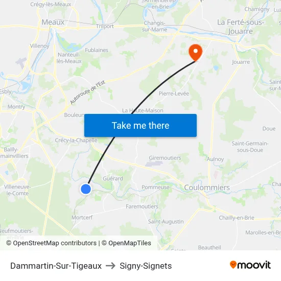 Dammartin-Sur-Tigeaux to Signy-Signets map