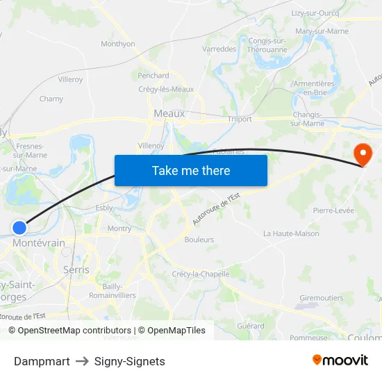 Dampmart to Signy-Signets map