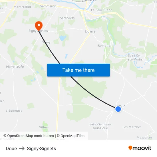 Doue to Signy-Signets map