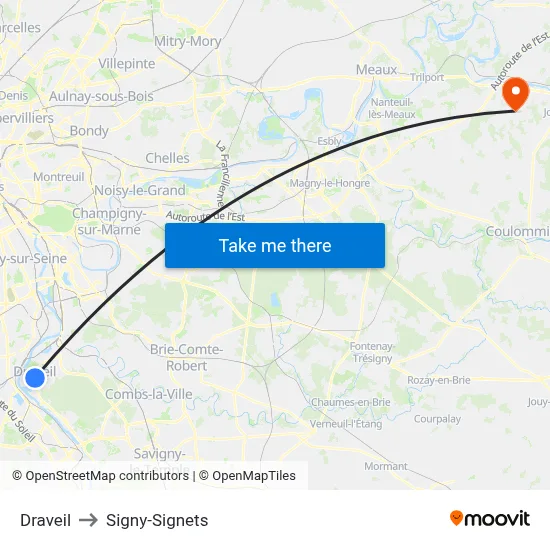Draveil to Signy-Signets map