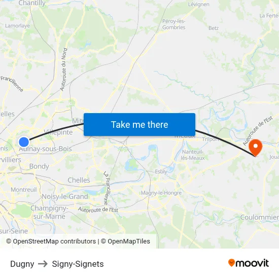 Dugny to Signy-Signets map
