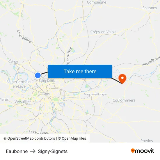 Eaubonne to Signy-Signets map
