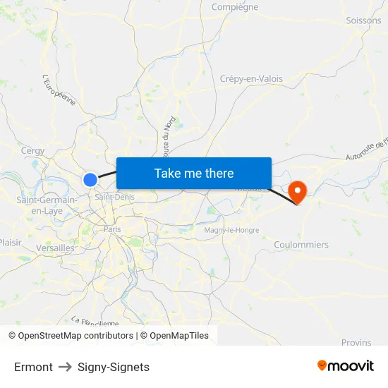 Ermont to Signy-Signets map