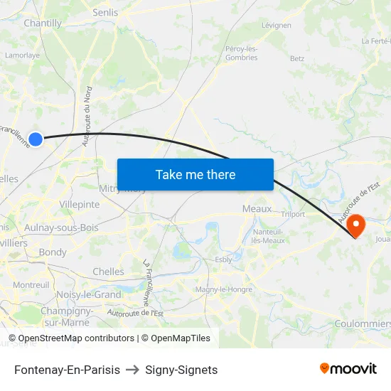 Fontenay-En-Parisis to Signy-Signets map