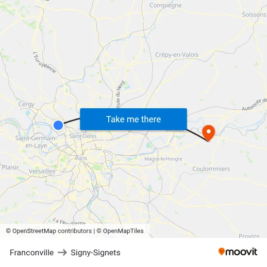 Franconville to Signy-Signets map