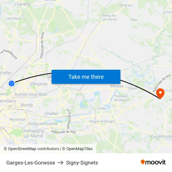 Garges-Les-Gonesse to Signy-Signets map