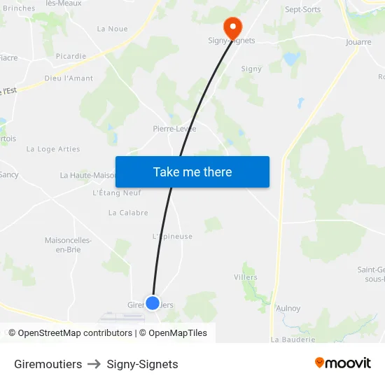 Giremoutiers to Signy-Signets map