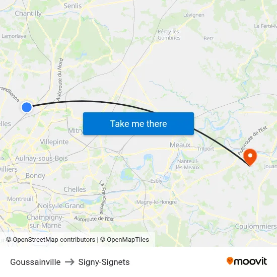 Goussainville to Signy-Signets map