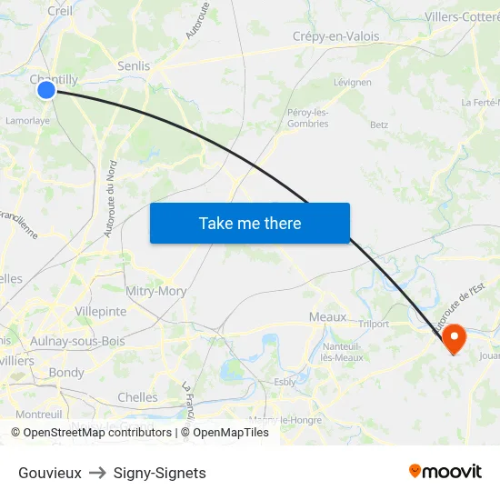 Gouvieux to Signy-Signets map
