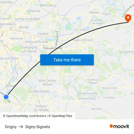 Grigny to Signy-Signets map