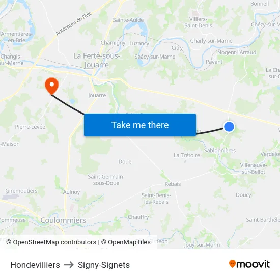 Hondevilliers to Signy-Signets map