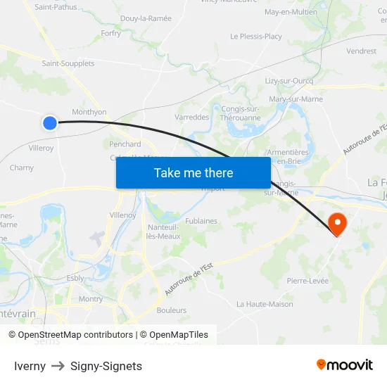 Iverny to Signy-Signets map