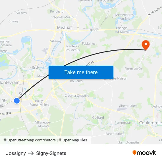 Jossigny to Signy-Signets map