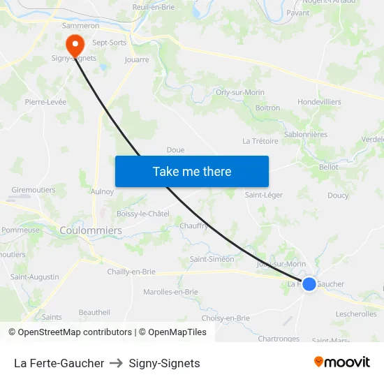 La Ferte-Gaucher to Signy-Signets map