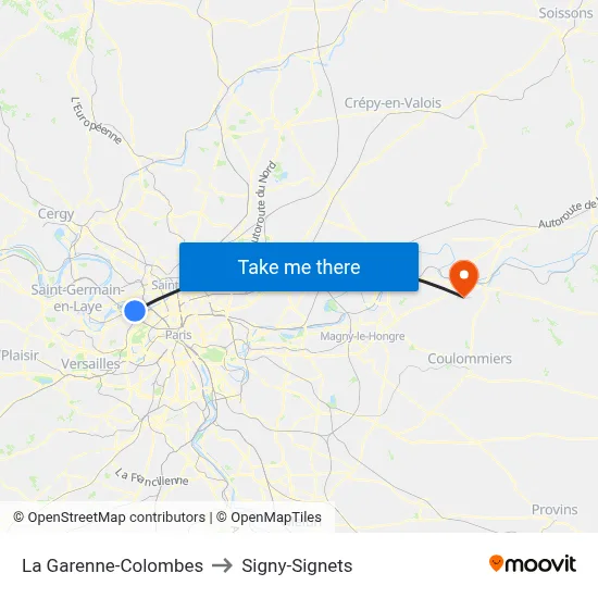 La Garenne-Colombes to Signy-Signets map