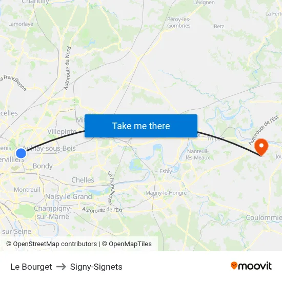 Le Bourget to Signy-Signets map