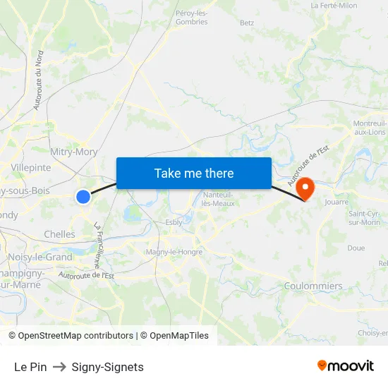Le Pin to Signy-Signets map