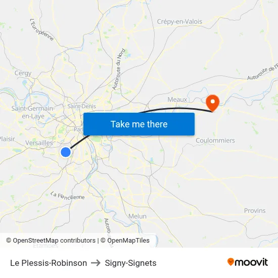 Le Plessis-Robinson to Signy-Signets map