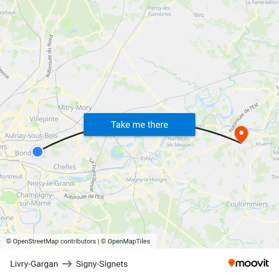 Livry-Gargan to Signy-Signets map