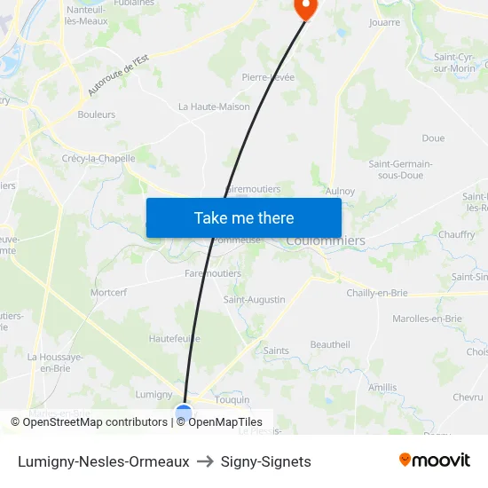 Lumigny-Nesles-Ormeaux to Signy-Signets map