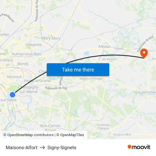 Maisons-Alfort to Signy-Signets map