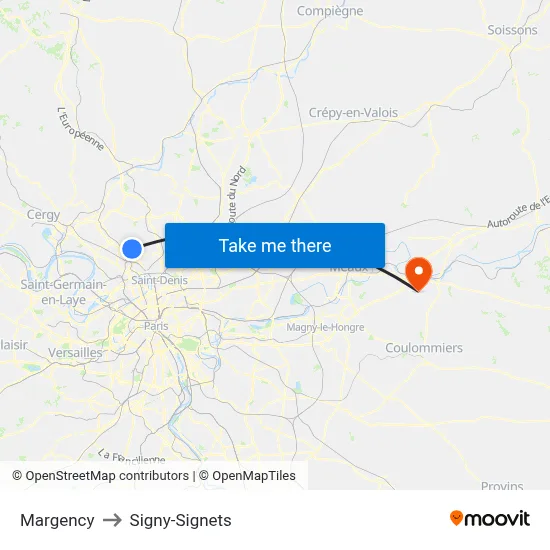 Margency to Signy-Signets map