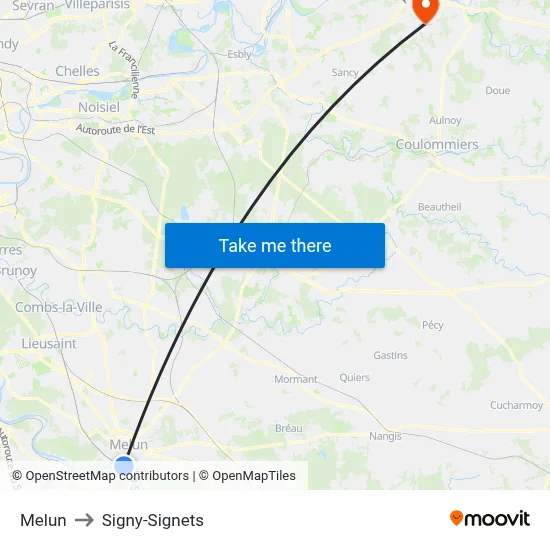Melun to Signy-Signets map