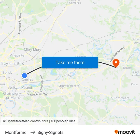 Montfermeil to Signy-Signets map