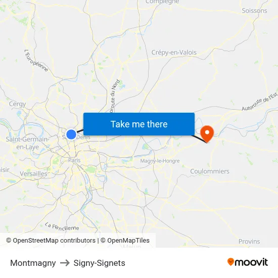 Montmagny to Signy-Signets map