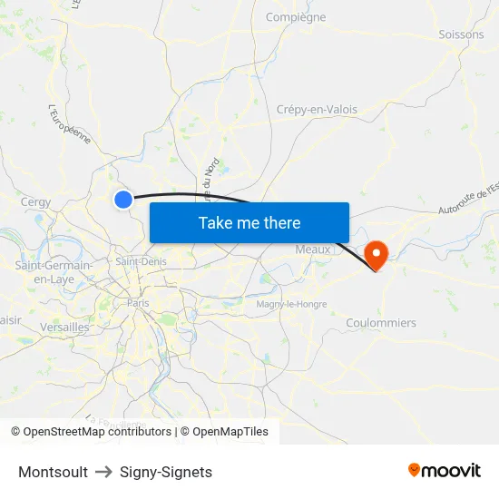 Montsoult to Signy-Signets map