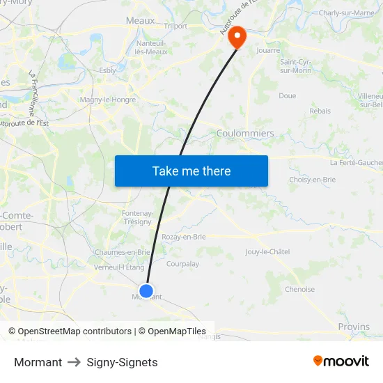 Mormant to Signy-Signets map