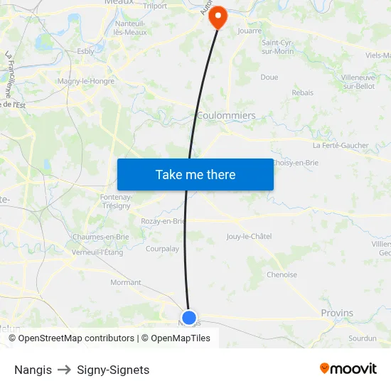 Nangis to Signy-Signets map