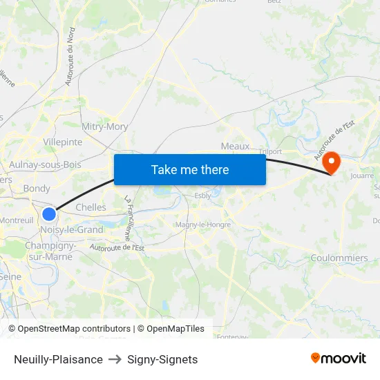 Neuilly-Plaisance to Signy-Signets map