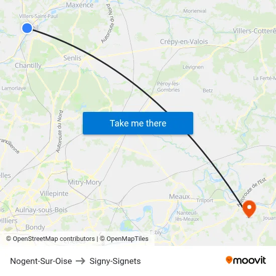 Nogent-Sur-Oise to Signy-Signets map